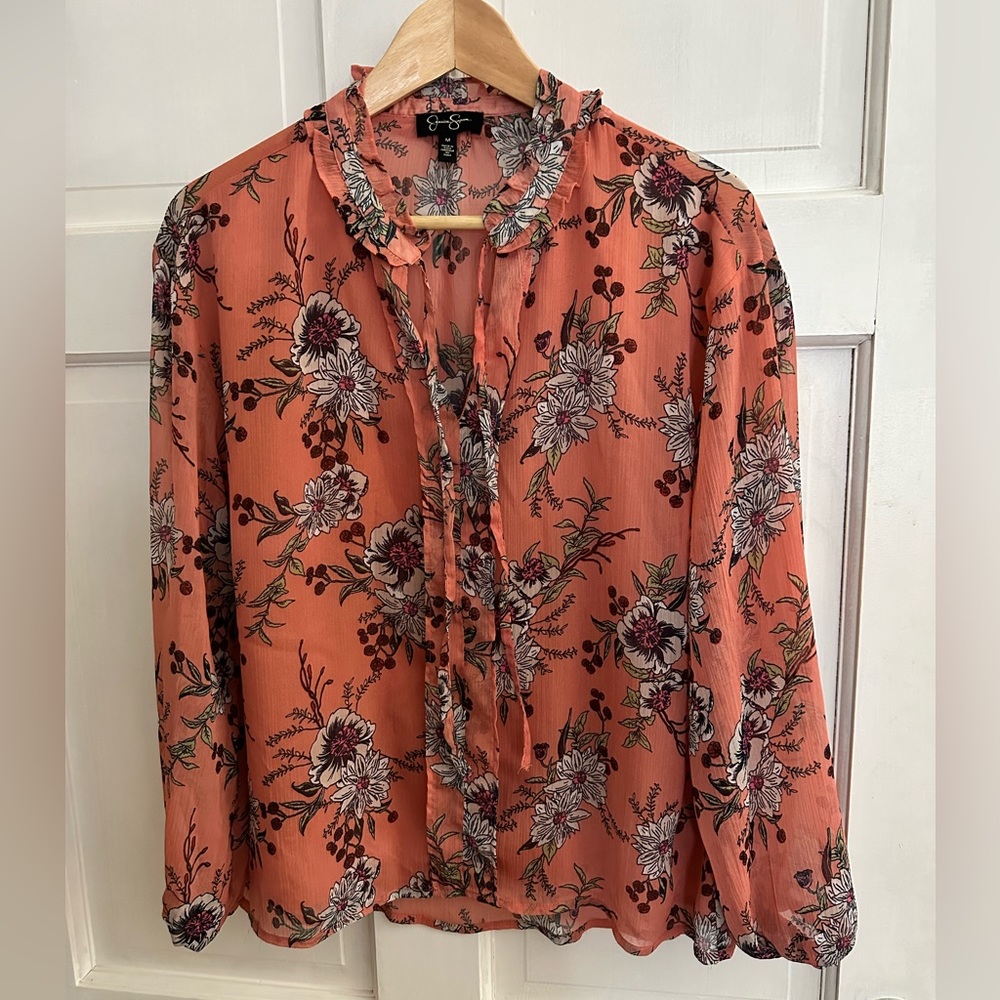 Jessica Simpson Satin Blouse in Peachy Pink